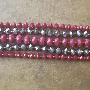 RARE VINTAGE JOSE MARIA BARRERA RED Crystal HEMATITE STATEMENT 5 STRAND BRACELET